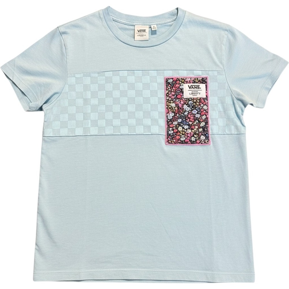 Vans x‎ Liberty Fabric Floral Patch Checkerboard T-Shirt Light Blue XS